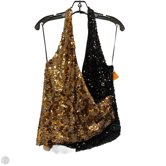 Top Sleeveless By Zara In Black & Gold, Size: L