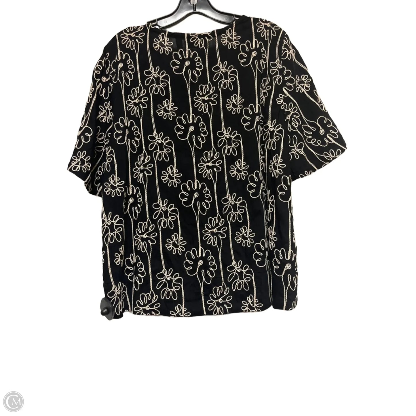 Top Short Sleeve By Rafaella In Black & Cream, Size: L