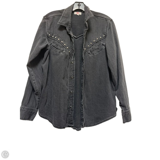 Jacket Denim By Levis In Grey Denim, Size: M