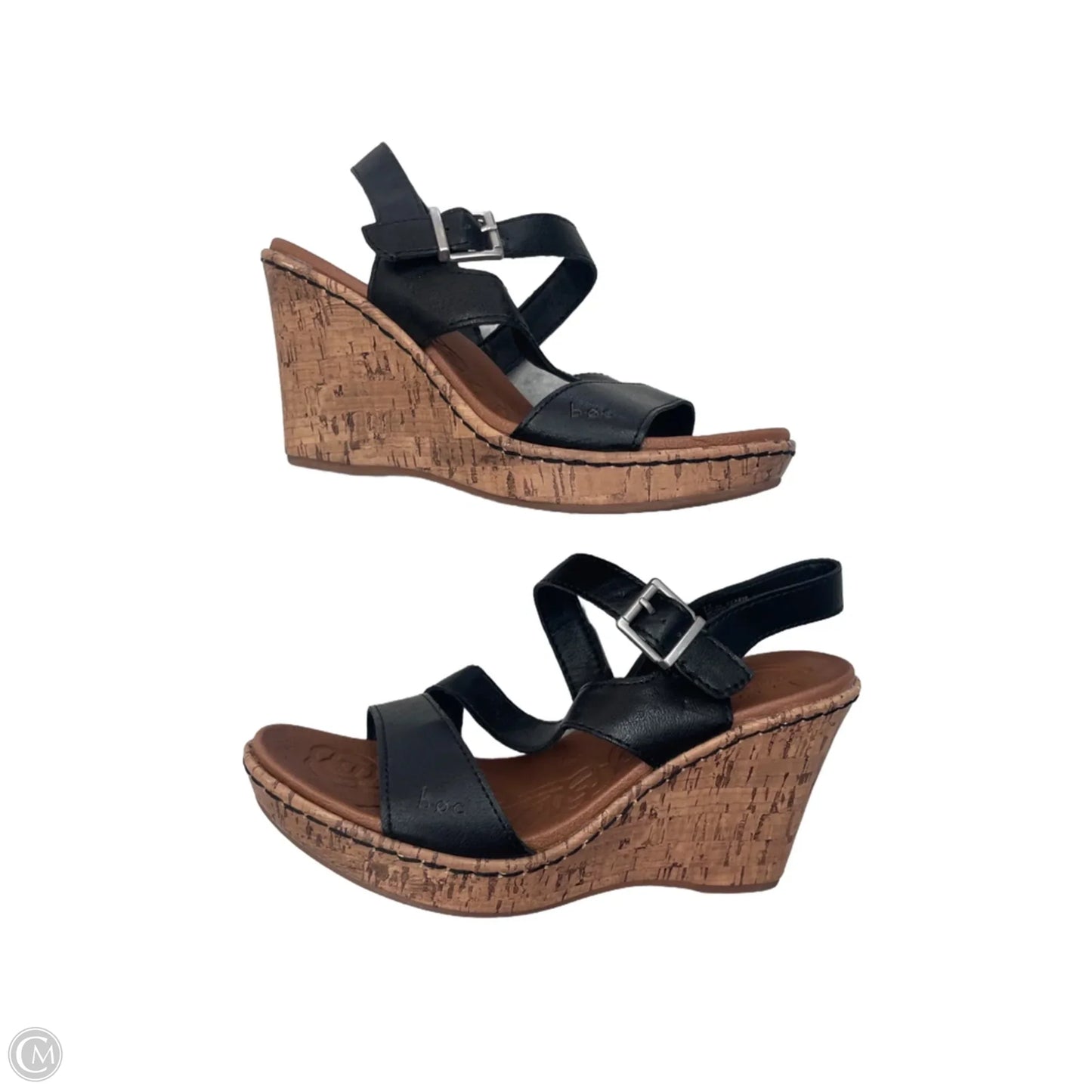 Sandals Heels Wedge By Boc In Black, Size: 7
