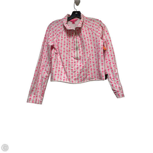 Top Long Sleeve Designer By Lilly Pulitzer In Pink & White, Size: S