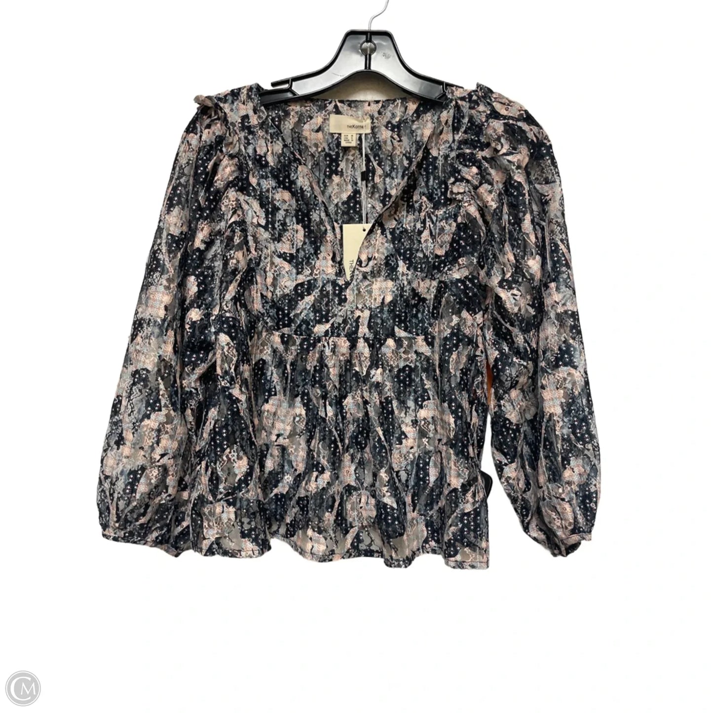 Top Long Sleeve By Clothes Mentor In Blue & Tan, Size: S