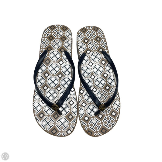 Sandals Designer By Tory Burch In Blue & Brown, Size: 9