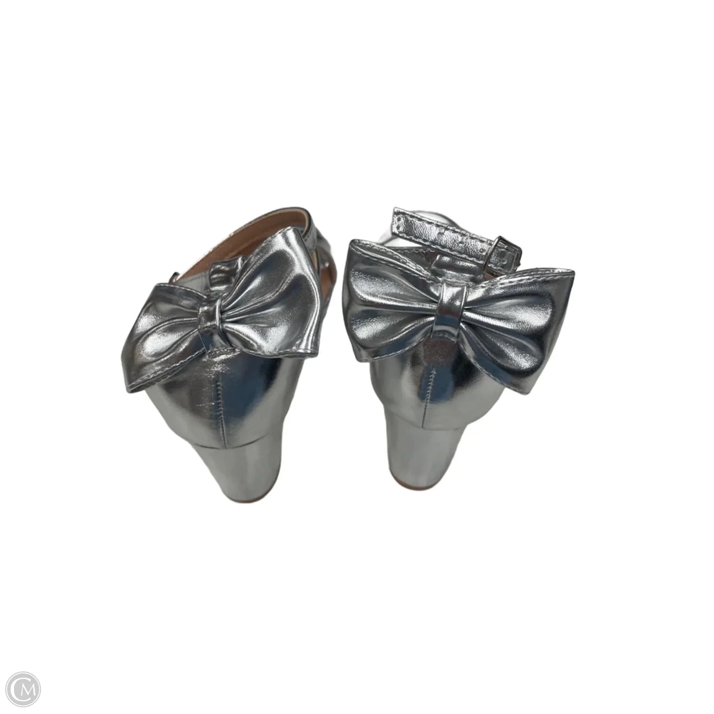 Sandals Heels Block By Clothes Mentor In Silver, Size: 8