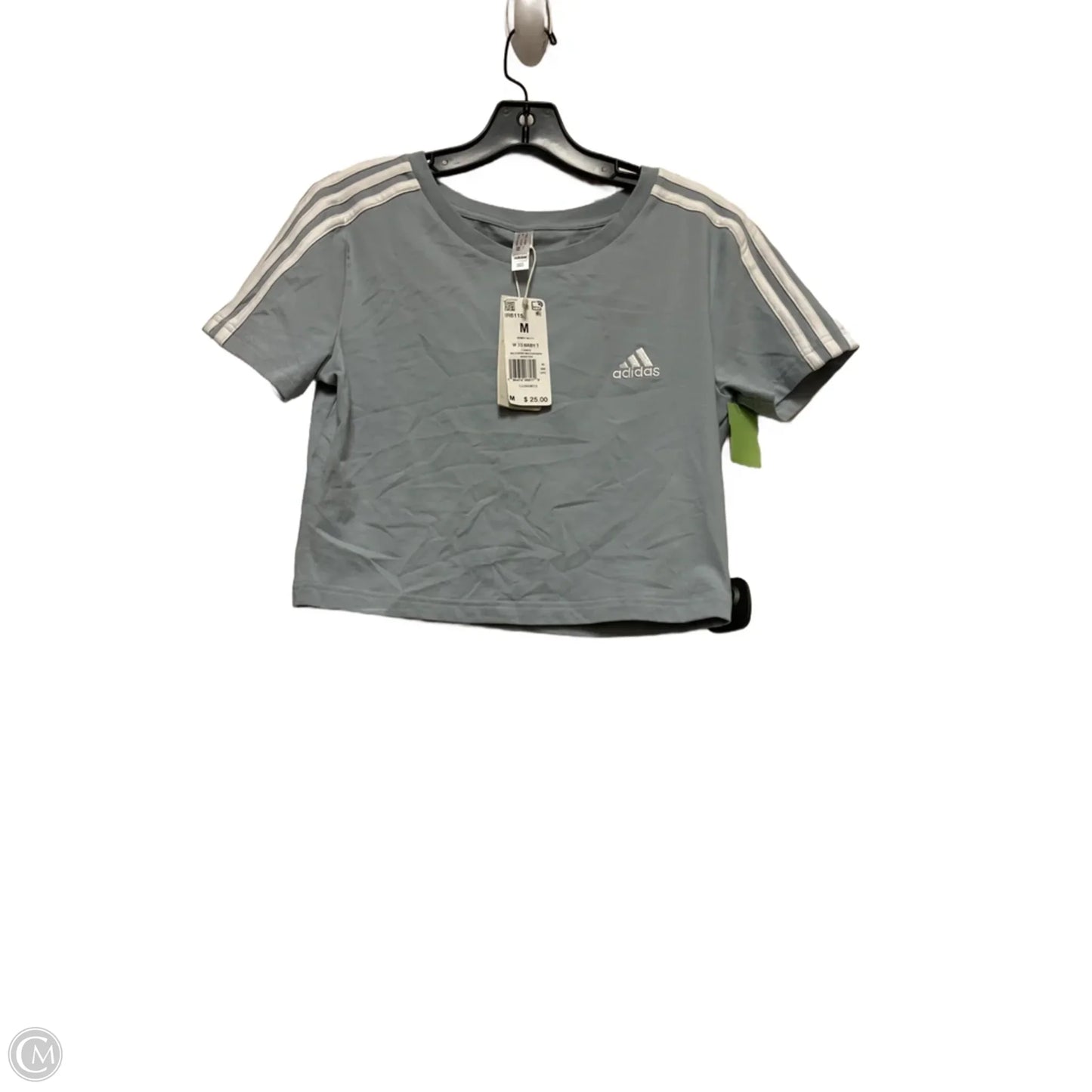 Athletic Top Short Sleeve By Adidas In Blue & White, Size: M