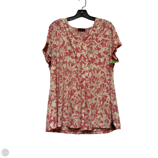 Top Short Sleeve By Lane Bryant In Cream & Pink, Size: Xl