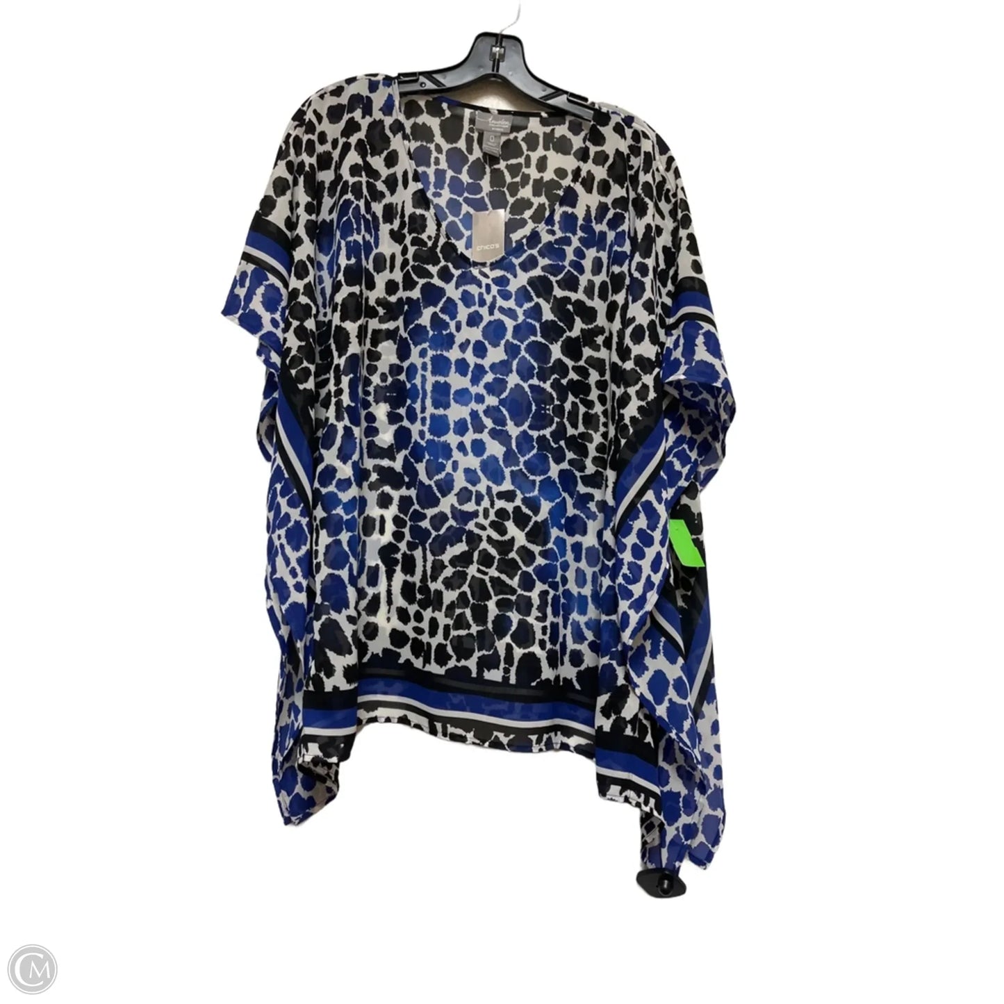 Top Short Sleeve By Chicos In Black & Blue, Size: S