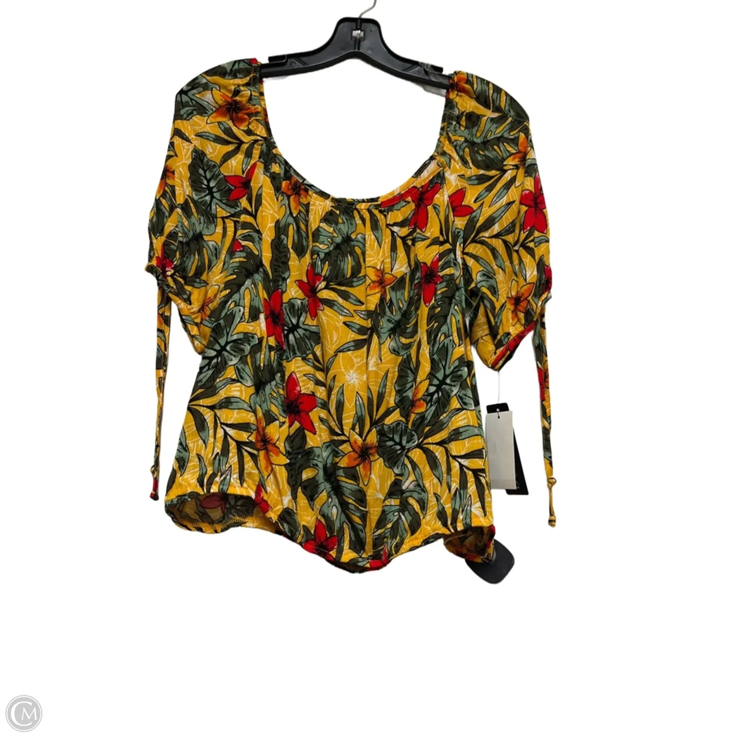 Top Short Sleeve By Bcx In Tropical Print, Size: L