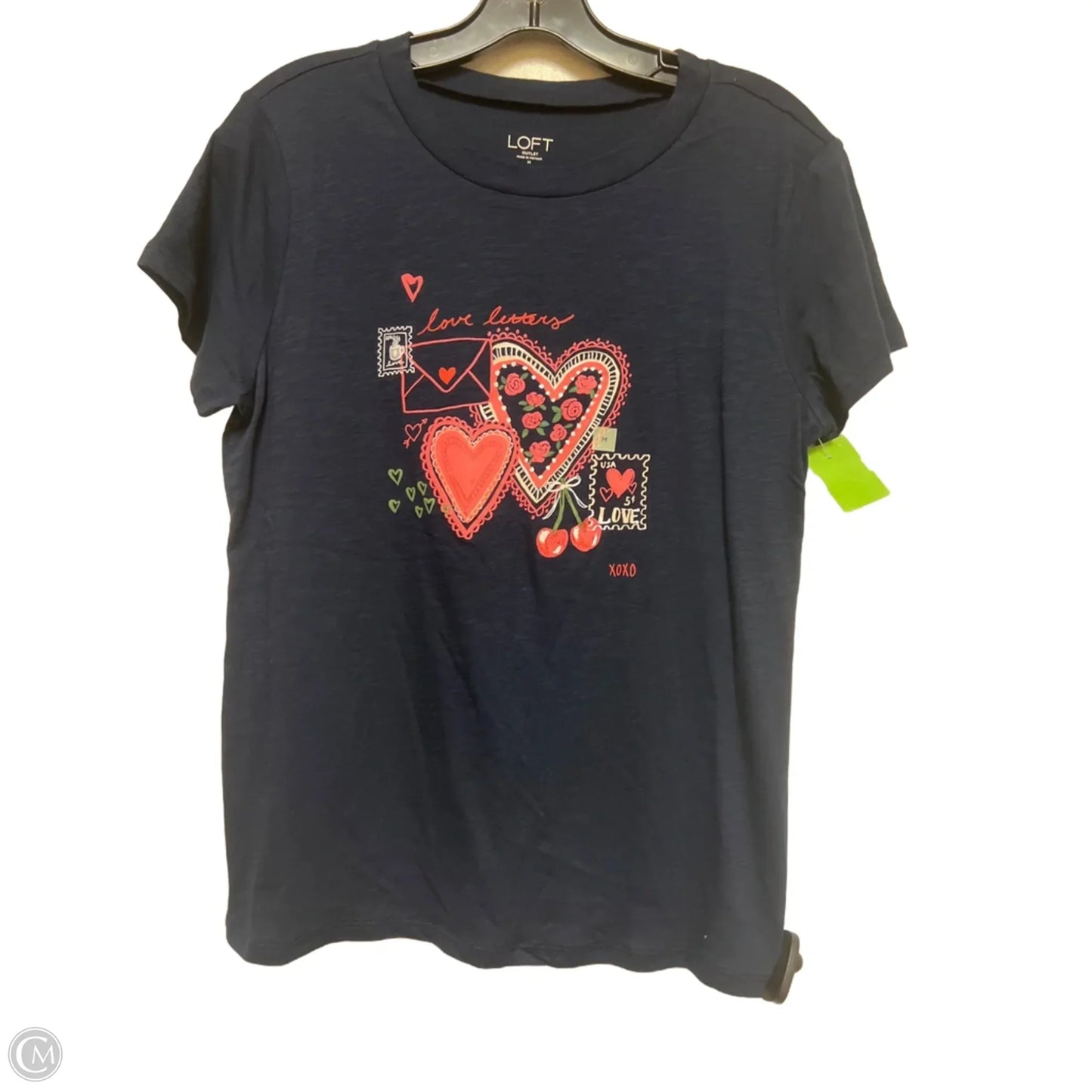 Top Short Sleeve Basic By Loft In Navy, Size: M