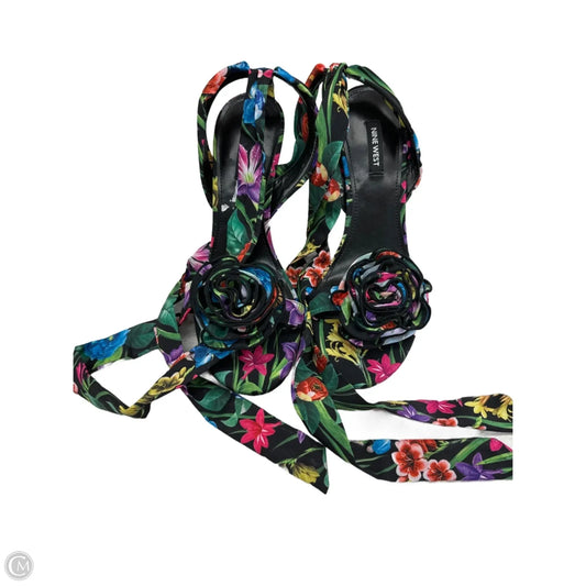 Sandals Heels Block By Nine West In Floral Print, Size: 9