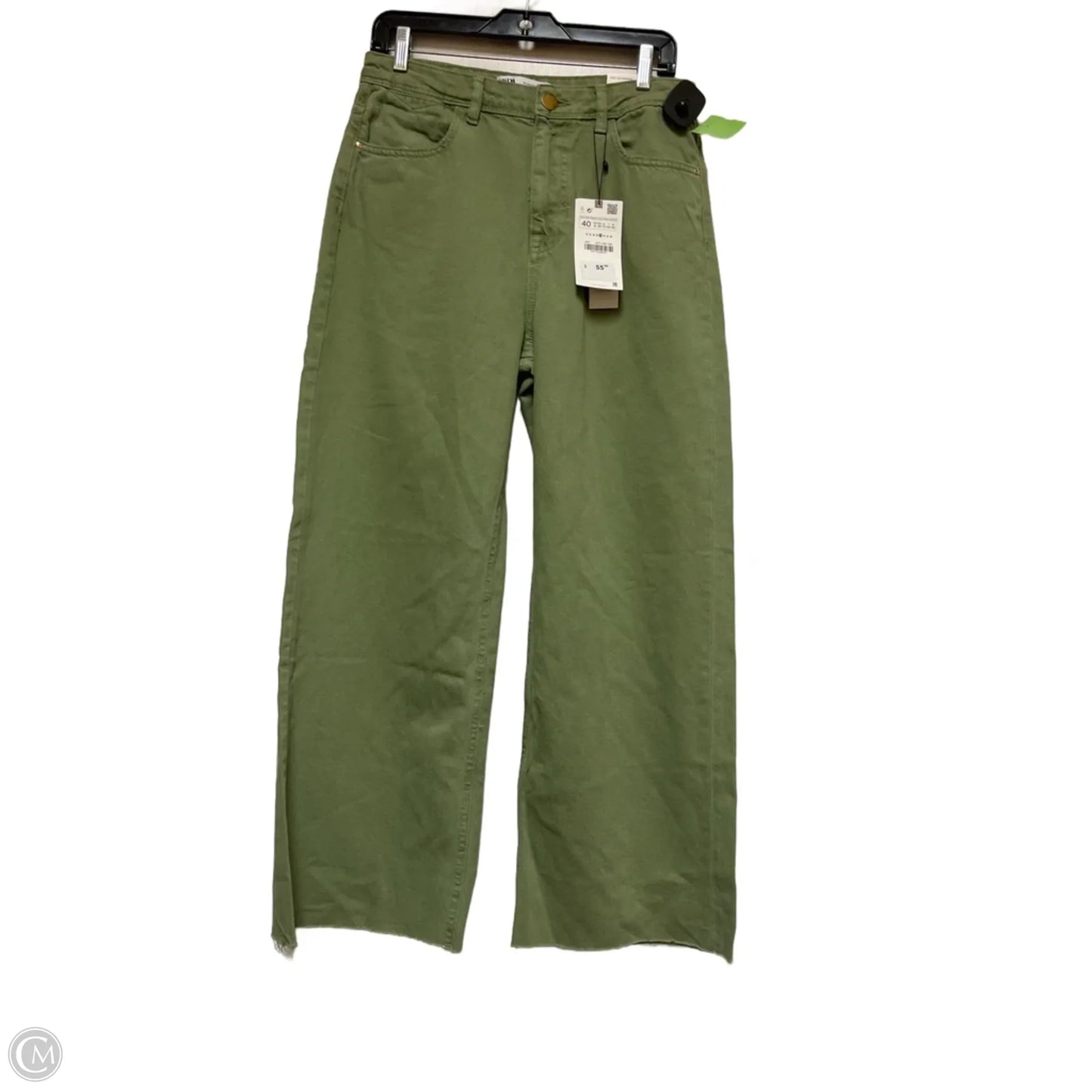 Jeans Wide Leg By Zara In Green Denim, Size: 8