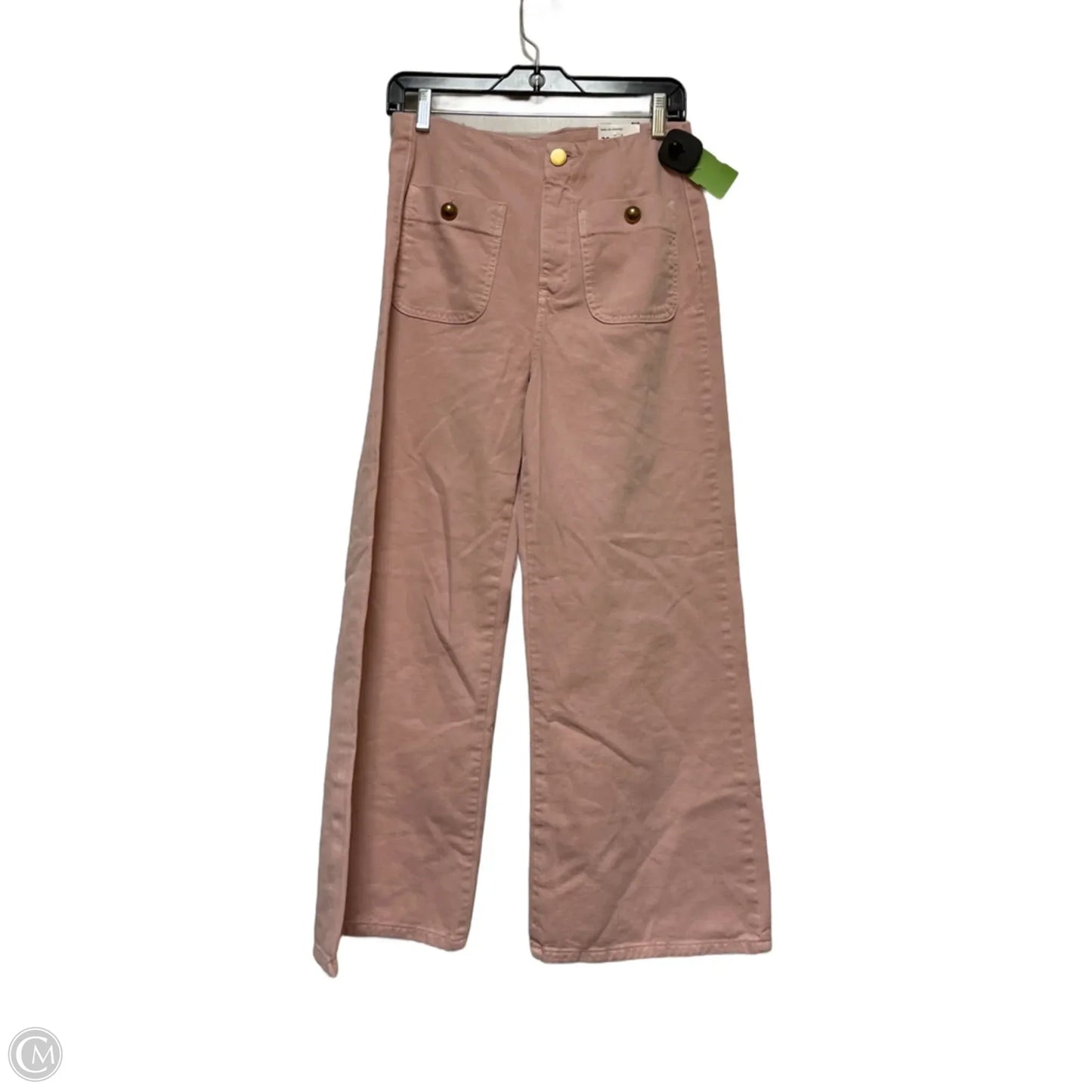 Jeans Wide Leg By Zara In Pink Denim, Size: 4