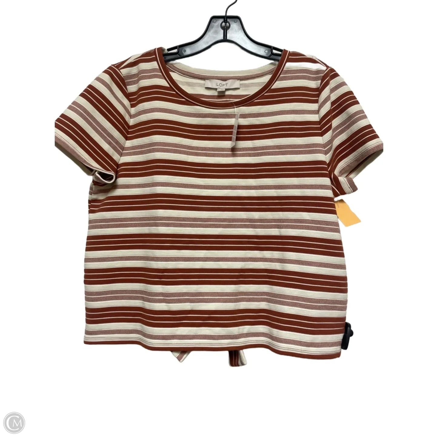 Top Short Sleeve By Loft In Striped Pattern, Size: L