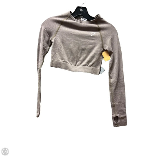 Athletic Top Long Sleeve Crewneck By Gym Shark In Taupe, Size: S