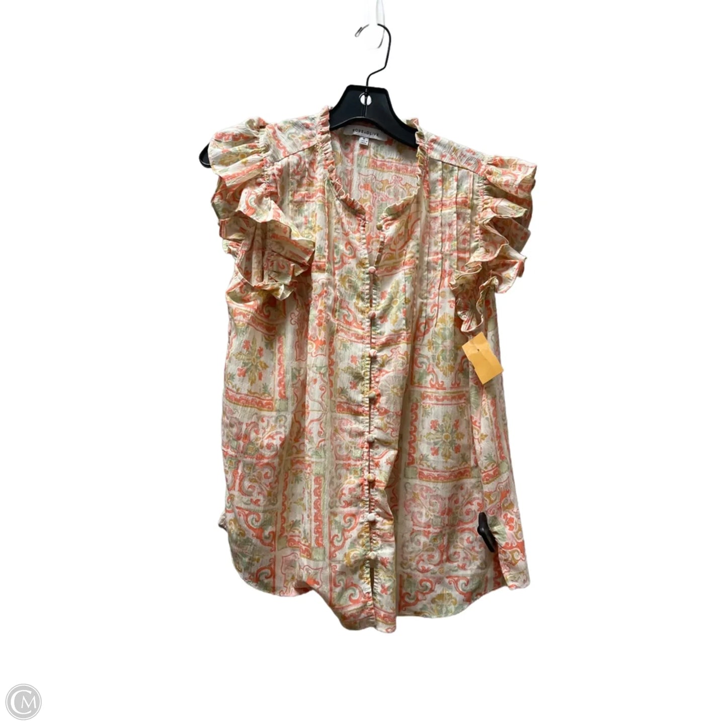 Top Short Sleeve By Rose And Olive In Green & Orange, Size: M