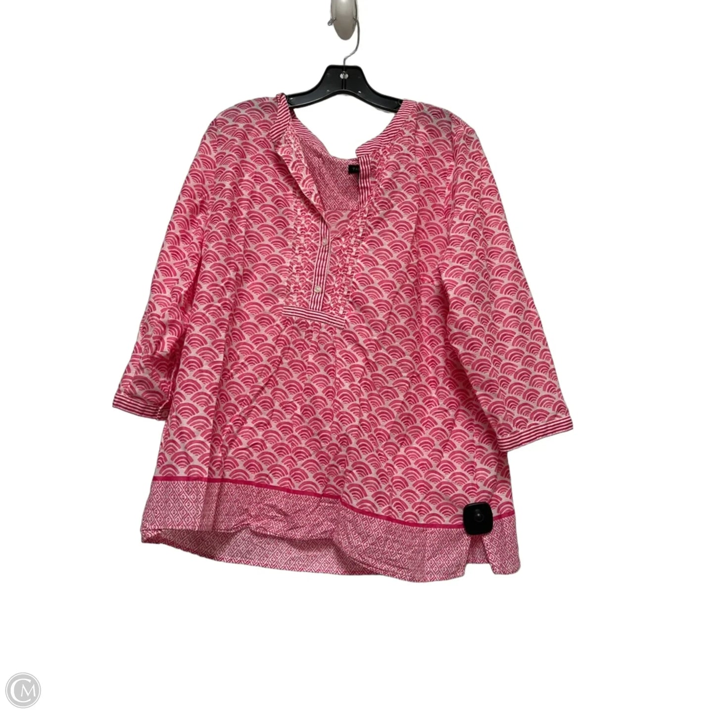 Top Short Sleeve By Talbots In Pink & White, Size: Xl