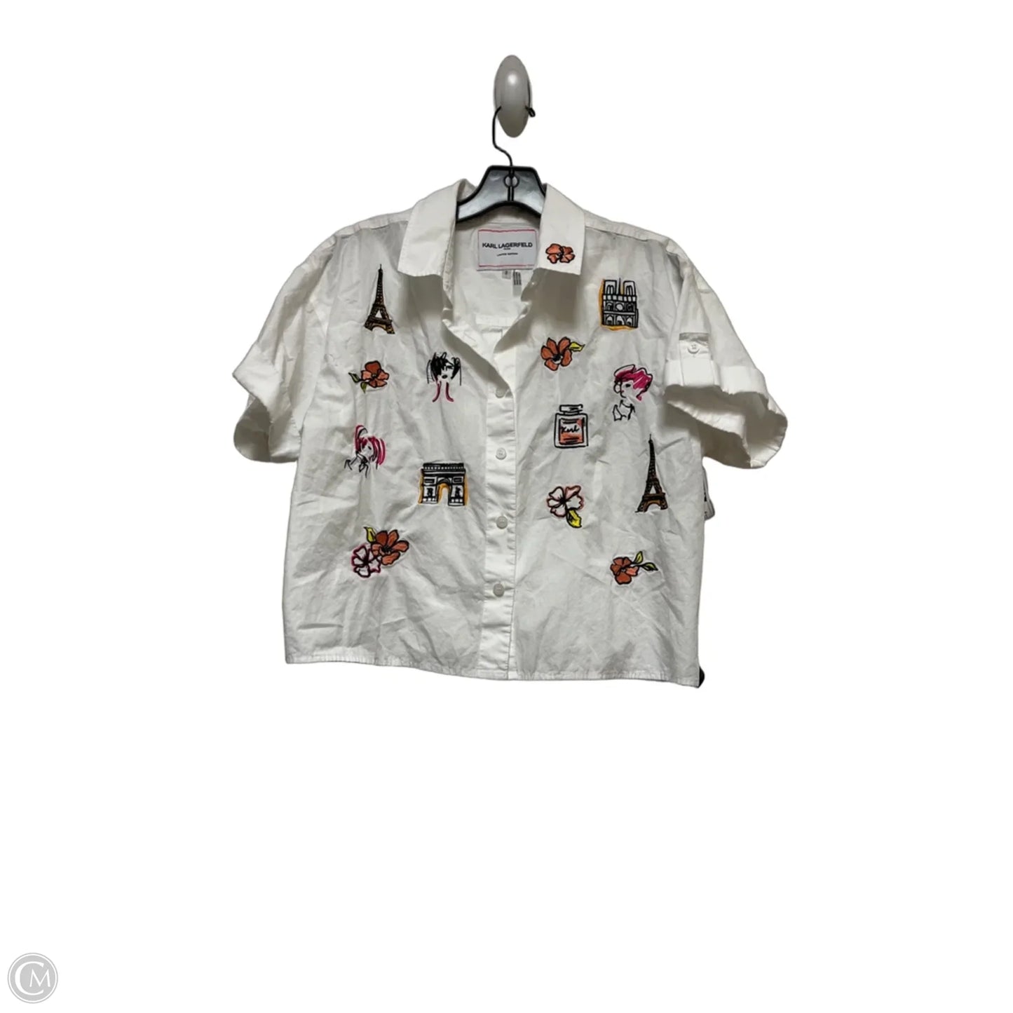 Top Short Sleeve Designer By Karl Lagerfeld In White, Size: M