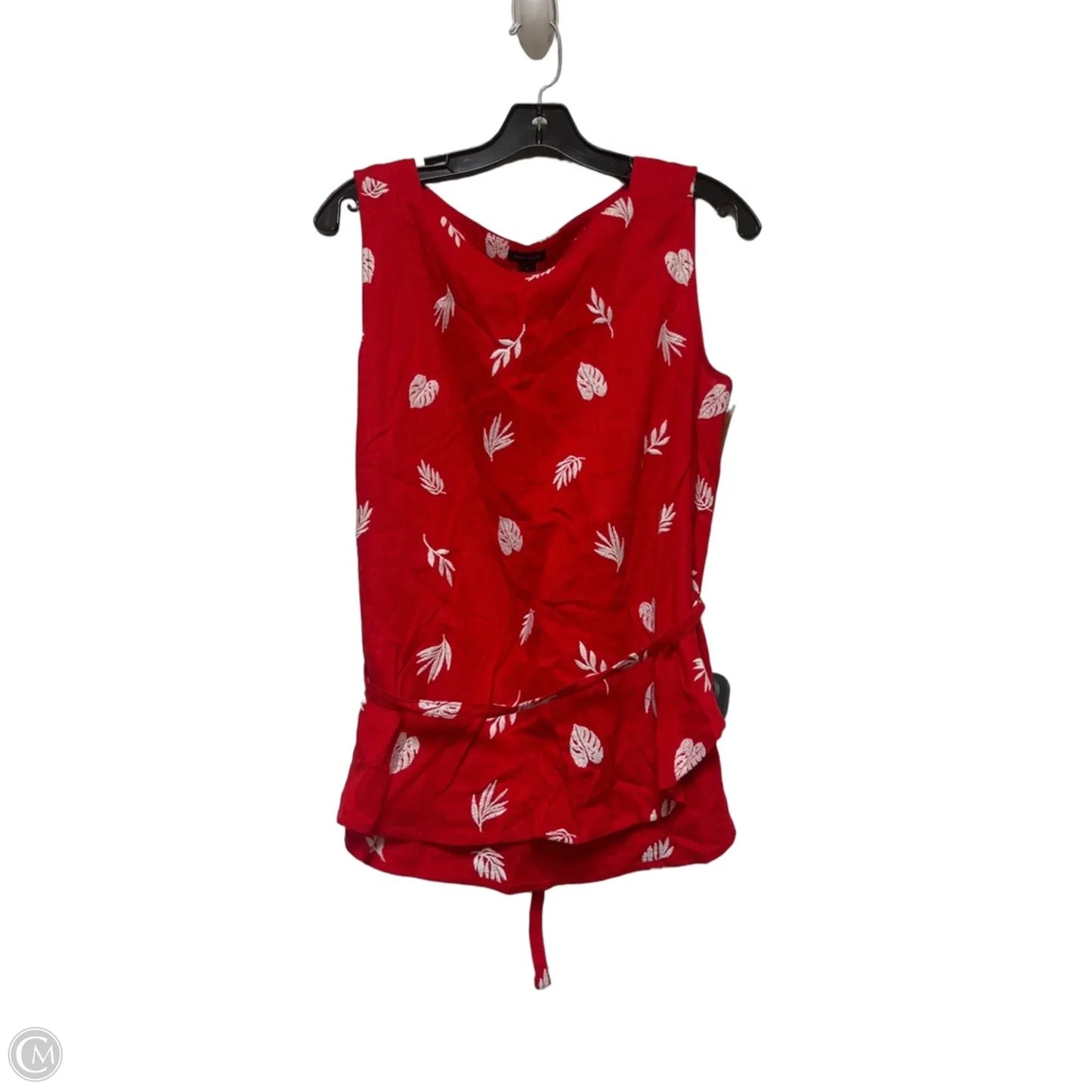 Top Sleeveless By Ann Taylor In Red & White, Size: L