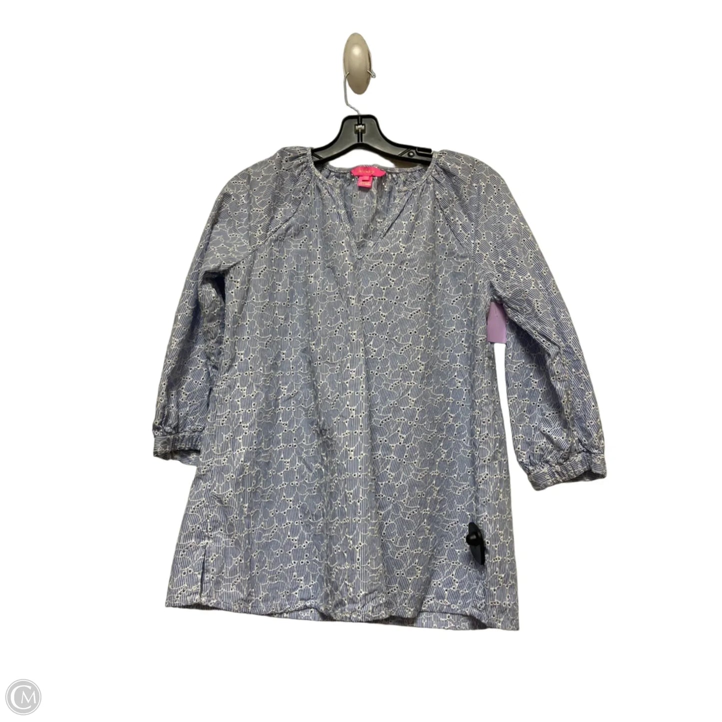 Top Long Sleeve Designer By Lilly Pulitzer In Blue & White, Size: Xs