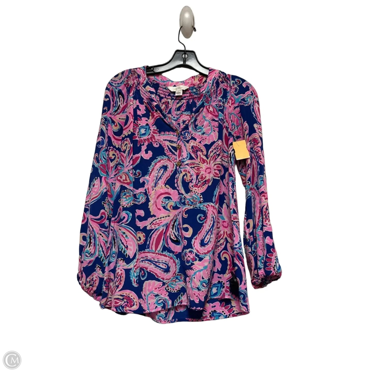 Top Long Sleeve Designer By Lilly Pulitzer In Blue & Pink, Size: Xs