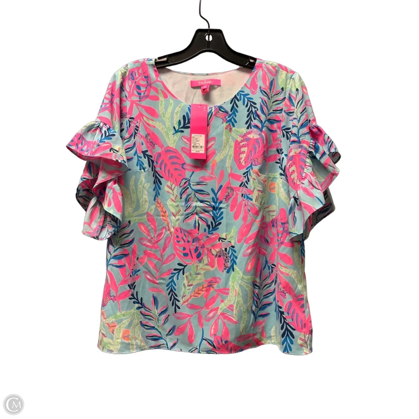 Top Short Sleeve Designer By Lilly Pulitzer In Tropical Print, Size: S