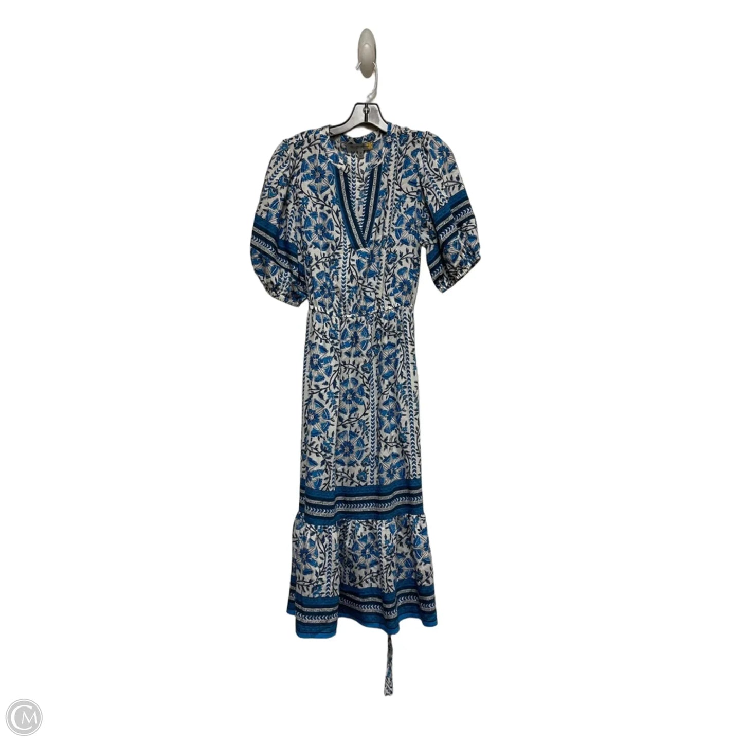 Dress Casual Midi By Figuero & Flower In Blue & White, Size: M