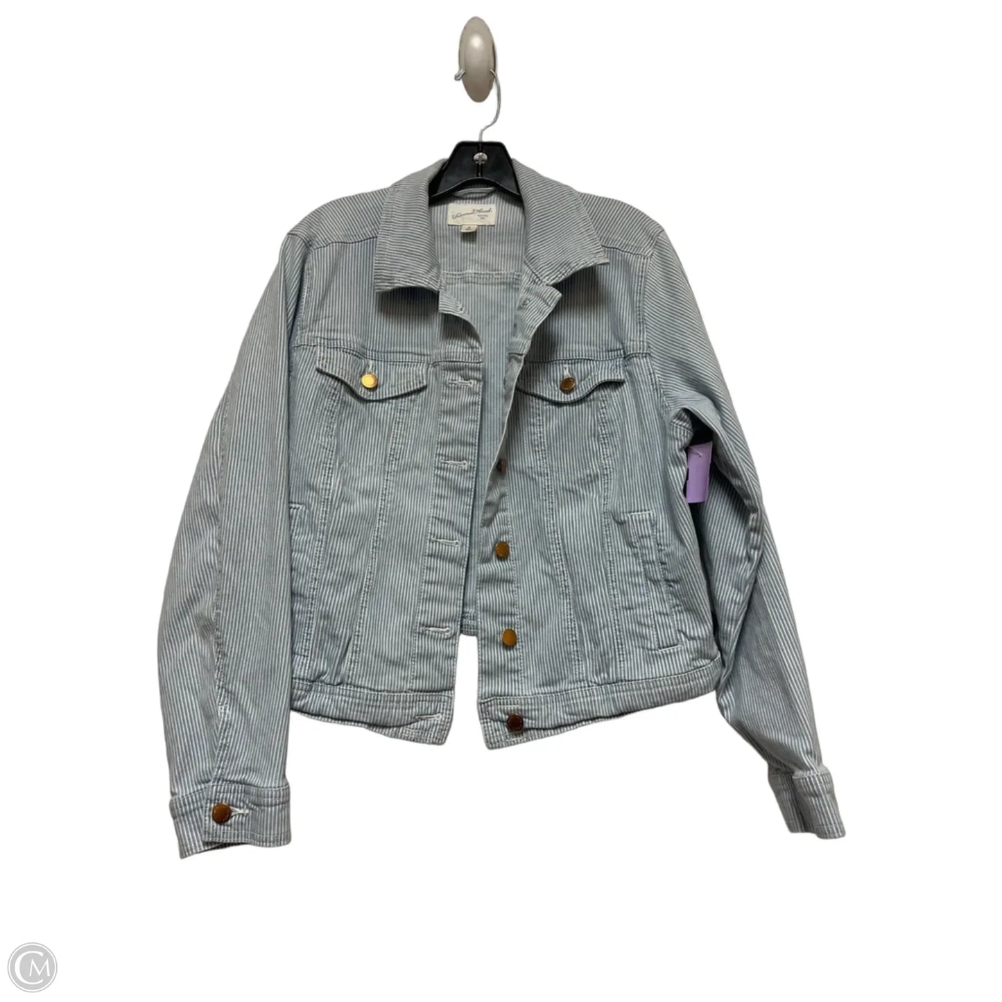 Jacket Denim By Universal Thread In Striped Pattern, Size: M