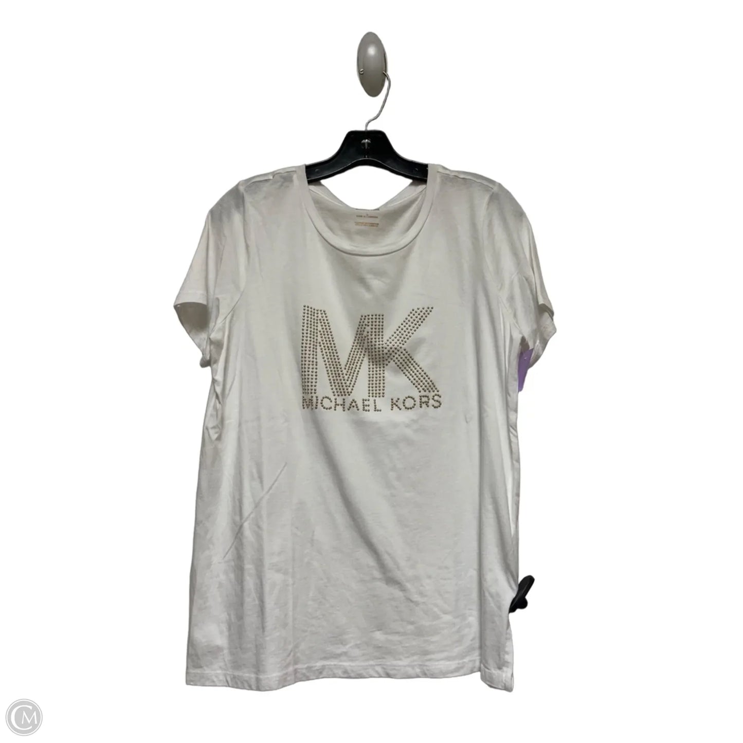 Top Short Sleeve Basic By Michael By Michael Kors In Gold & White, Size: L