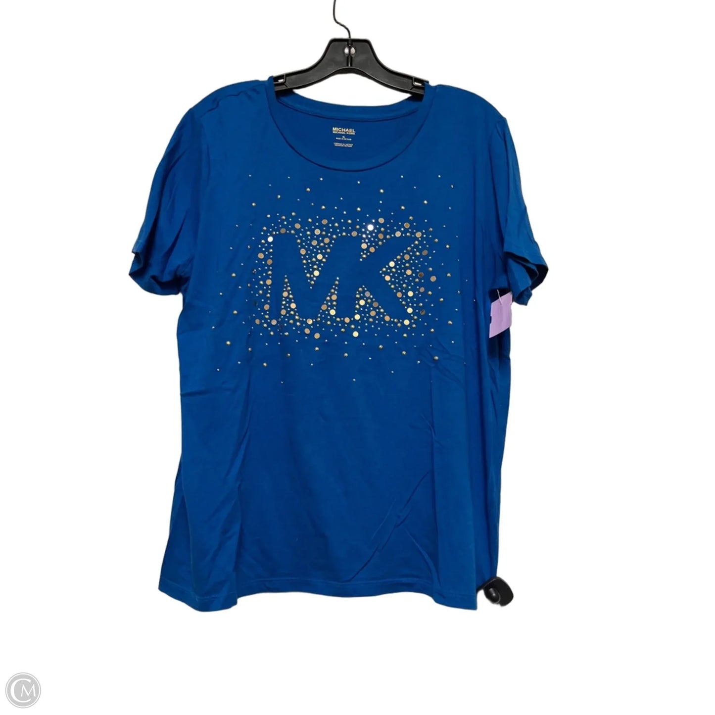 Top Short Sleeve Basic By Michael By Michael Kors In Blue & Gold, Size: Xl