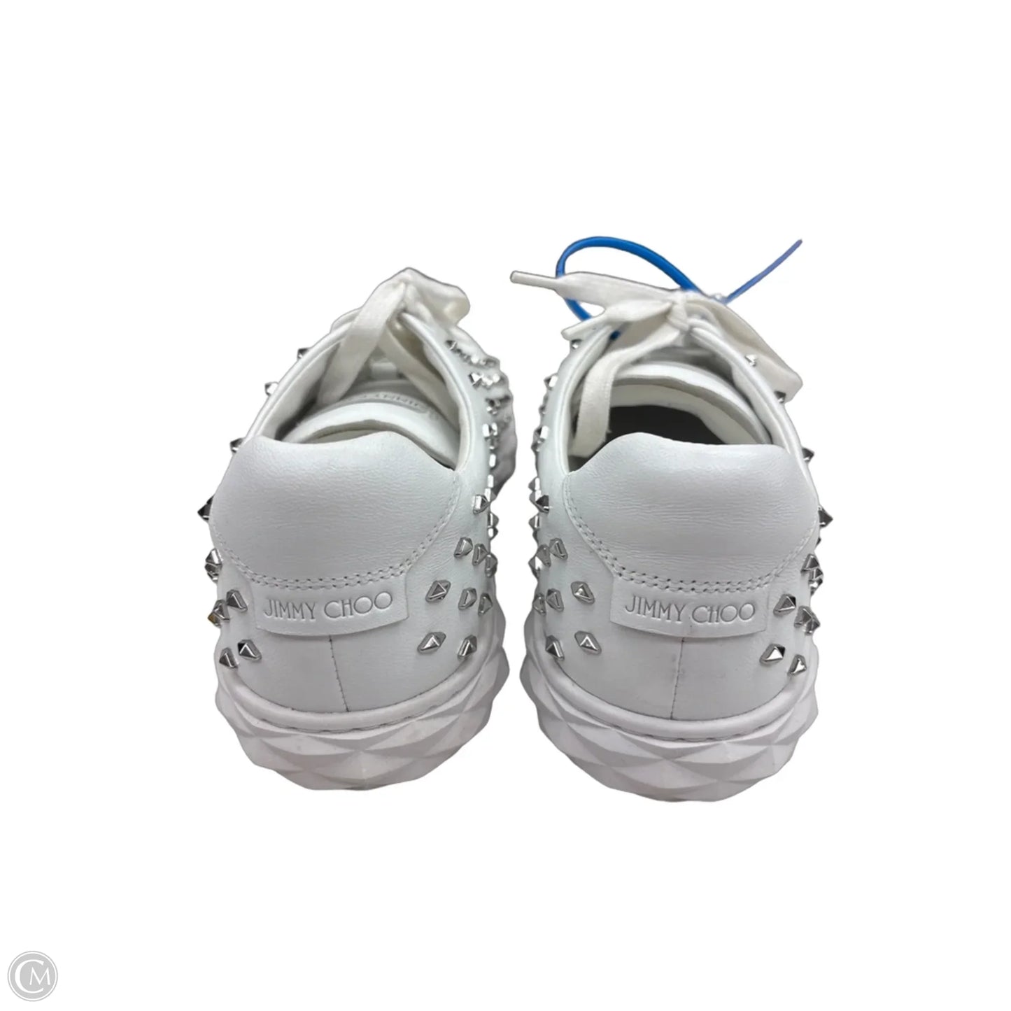 Shoes Luxury Designer By Jimmy Choo In Silver & White, Size: 11