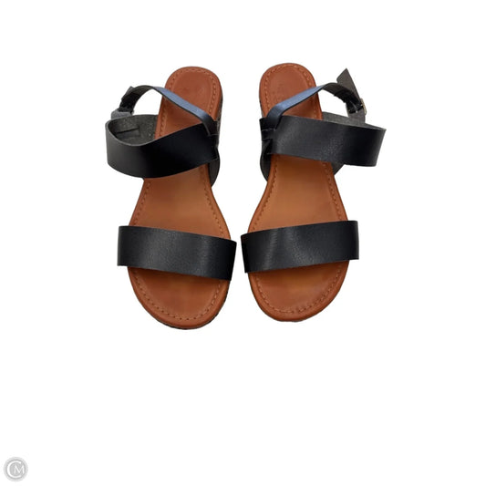 Sandals Heels Wedge By Jelly Pop In Black & Brown, Size: 8.5