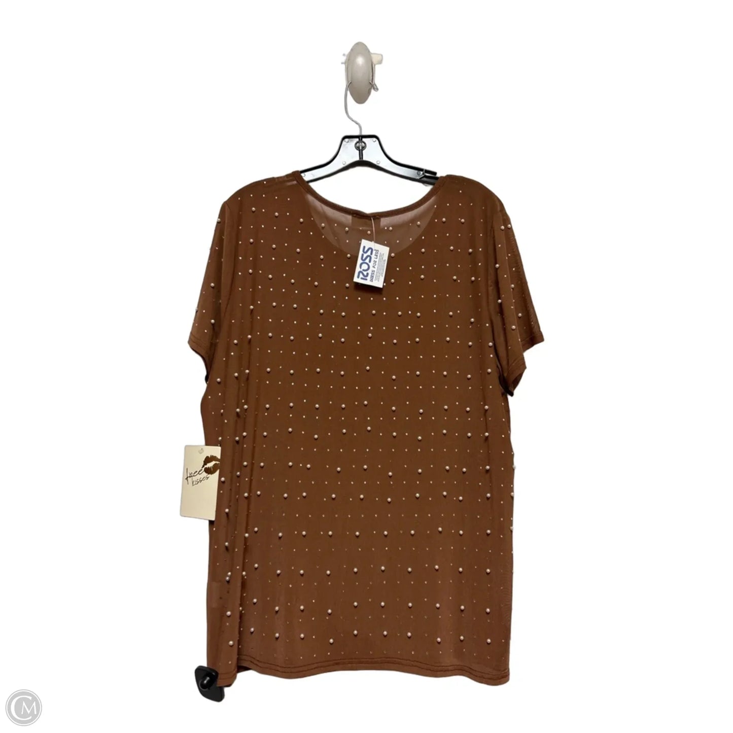Top Short Sleeve By Free Kisses In Brown, Size: 2x