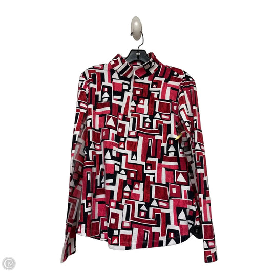 Athletic Top Long Sleeve Collar By Ibkul In Black & Red, Size: M