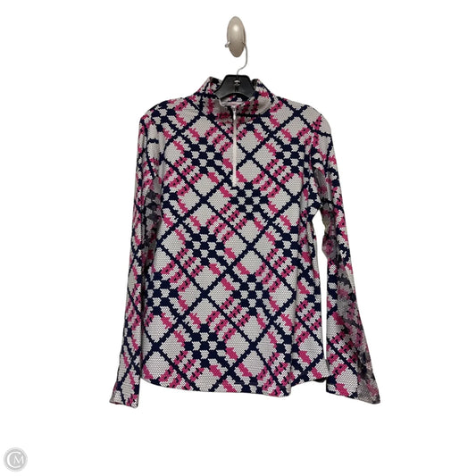 Athletic Top Long Sleeve Collar By Ibkul In Pink & White, Size: M