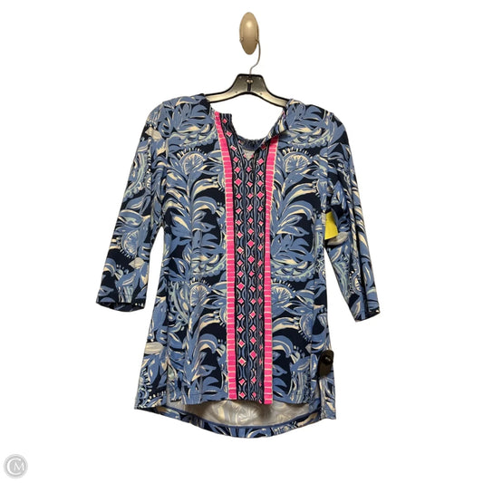 Top Long Sleeve Designer By Lilly Pulitzer In Blue & Pink, Size: M
