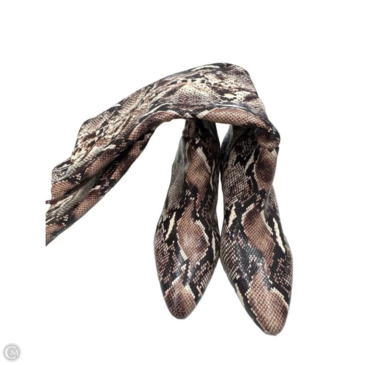Boots Knee Heels By Alex Marie In Snakeskin Print, Size: 10