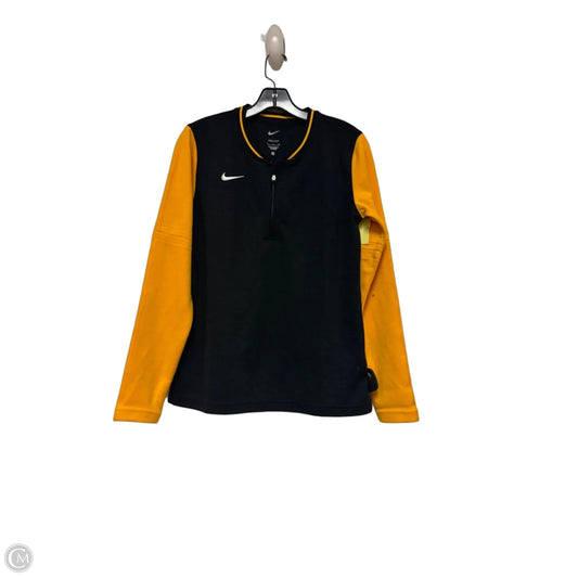 Athletic Top Long Sleeve Crewneck By Nike Apparel In Black & Yellow, Size: S