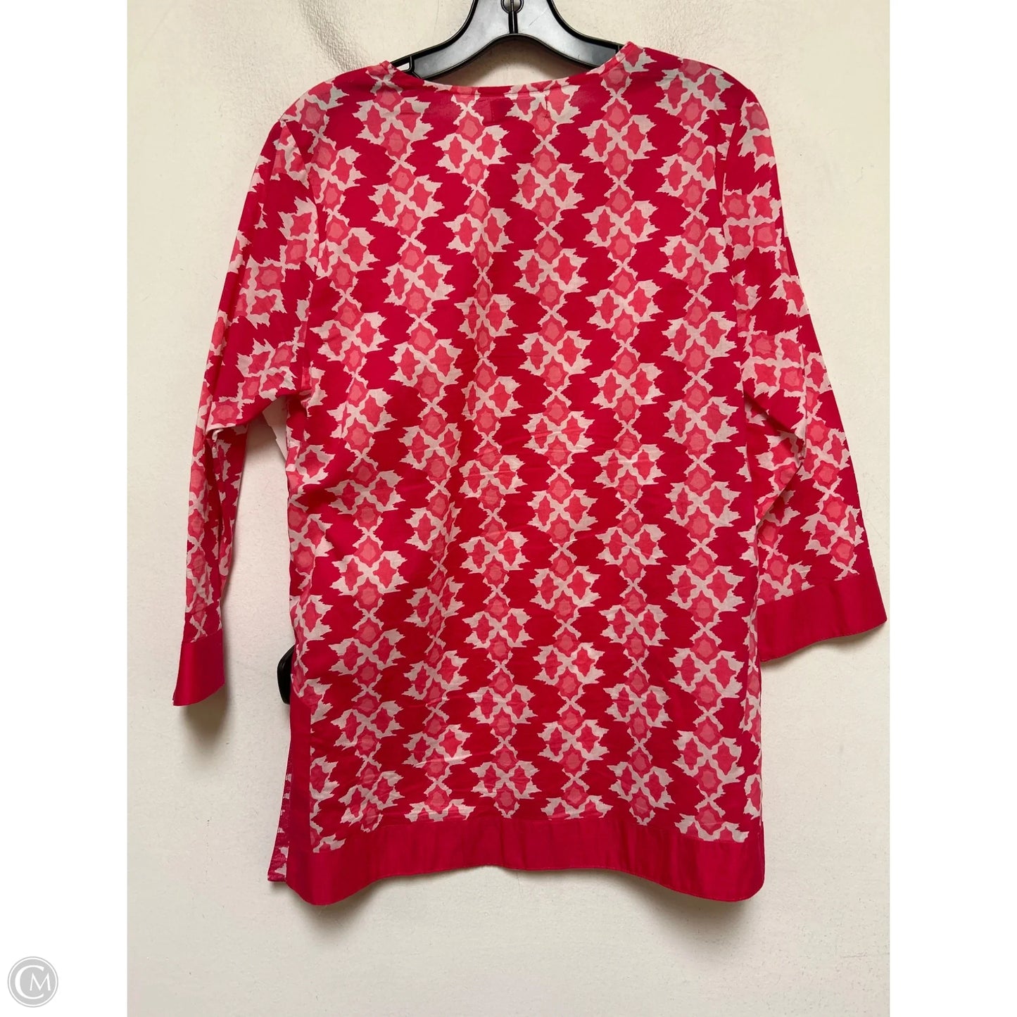 Top Short Sleeve By Caribbean Joe In Pink & White, Size: M