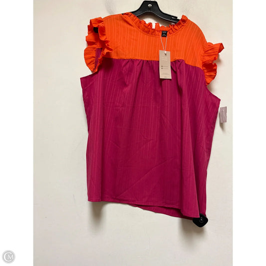 Top Short Sleeve By Clothes Mentor In Orange & Pink, Size: 3x