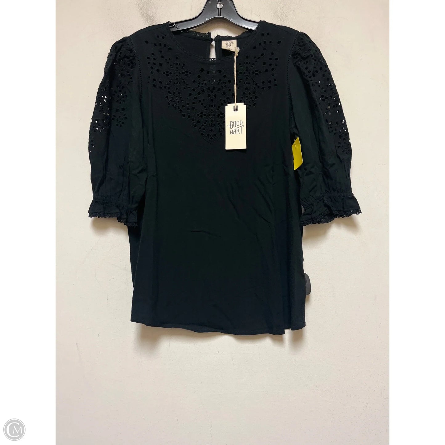 Top Short Sleeve By Good Hart In Black, Size: S