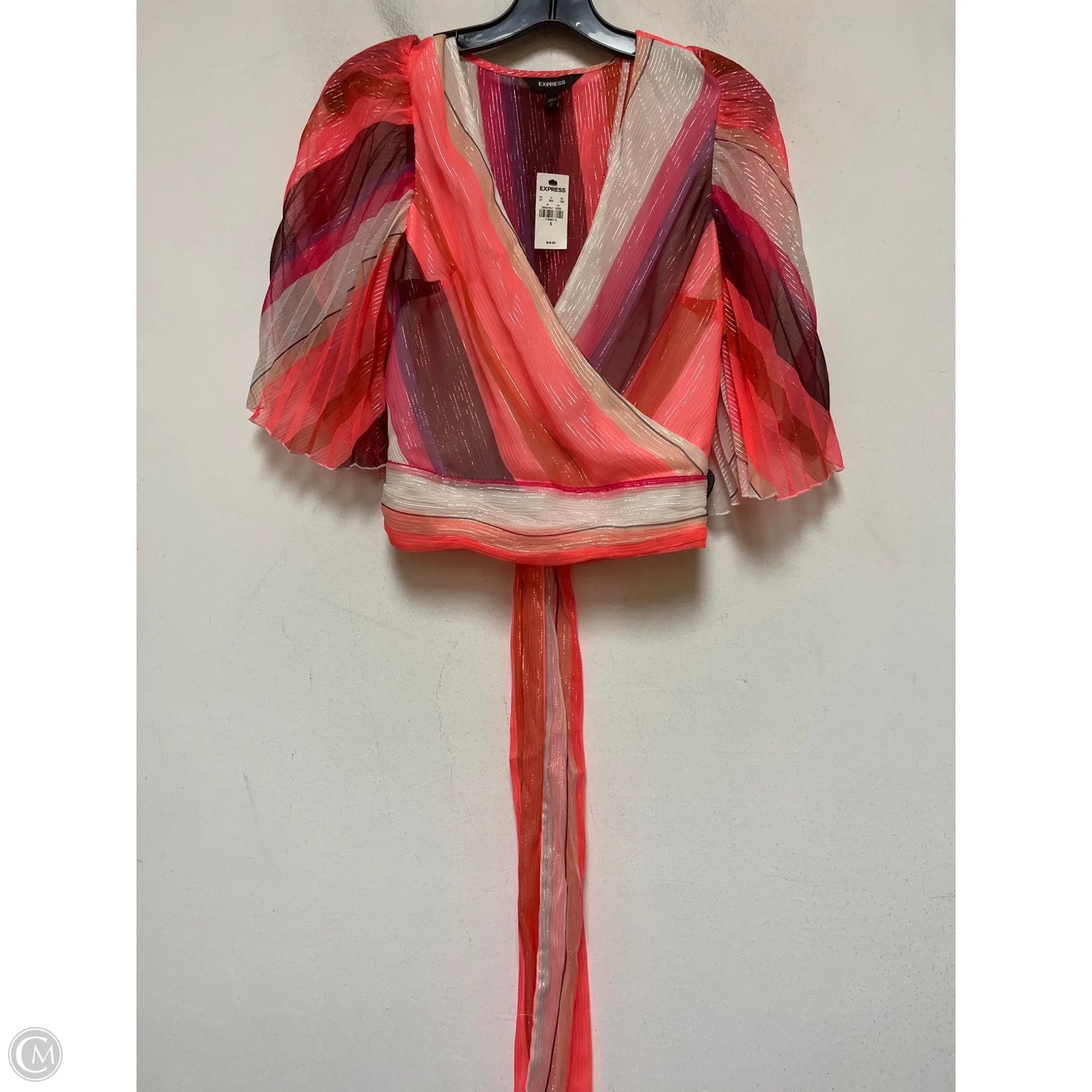 Top Short Sleeve By Express In Striped Pattern, Size: S