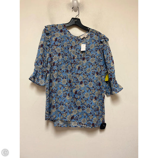 Top Short Sleeve By Loft In Floral Print, Size: L