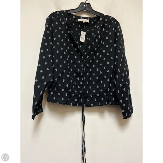 Top Long Sleeve By Loft In Black & White, Size: M
