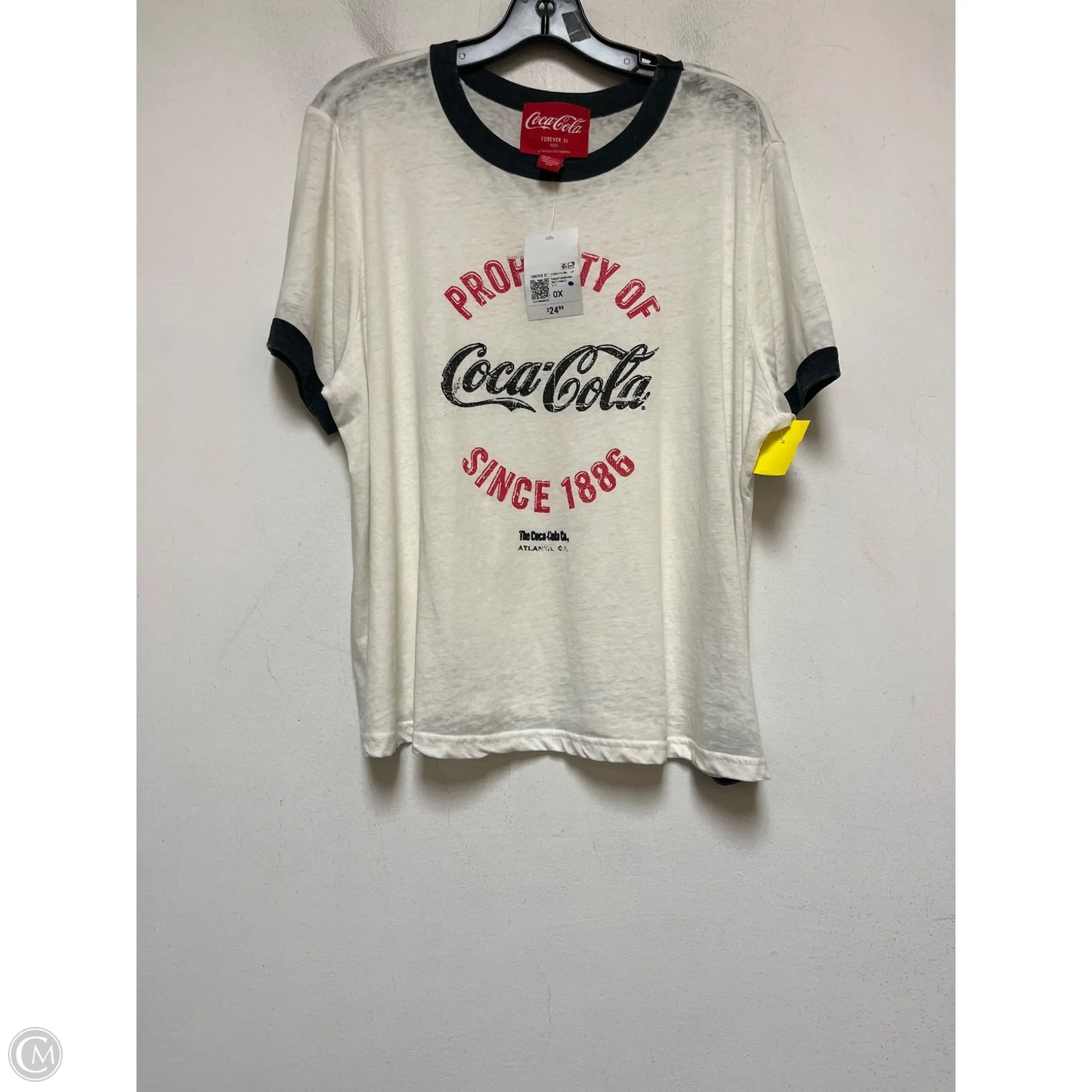 Top Short Sleeve Basic By Forever 21 In Cream & Grey, Size: Xl