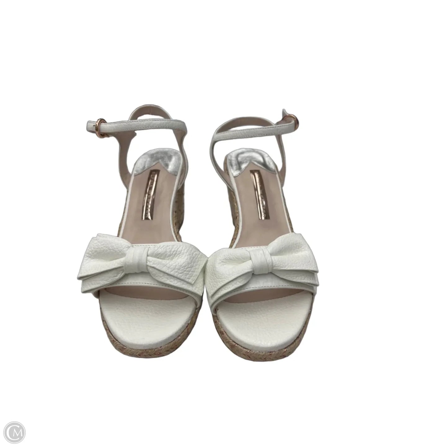 Sandals Heels Wedge By Clothes Mentor In Tan & White, Size: 9.5