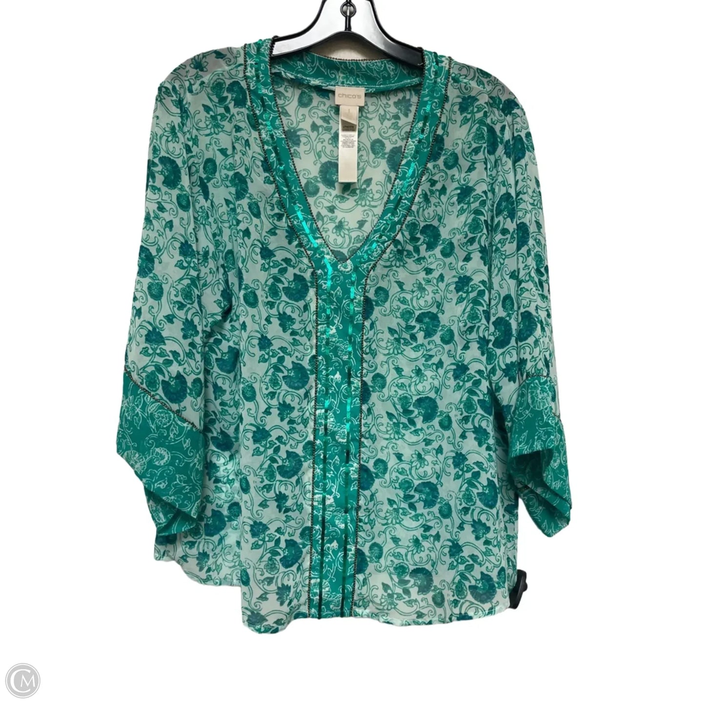 Top Long Sleeve Basic By Chicos In Green, Size: Xs