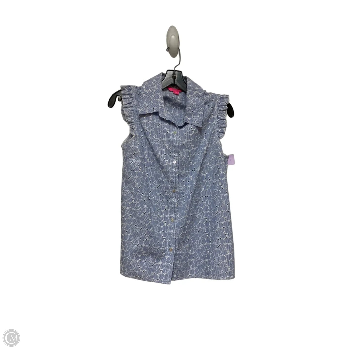 Top Sleeveless Designer By Lilly Pulitzer In Blue & White, Size: S
