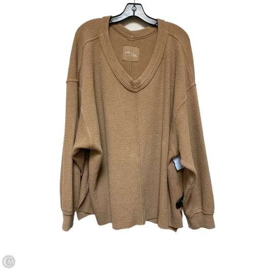 Top Long Sleeve By Aerie In Tan, Size: Xl
