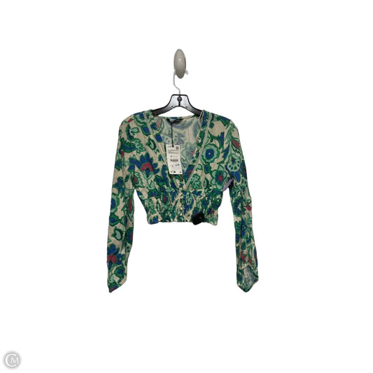 Top Long Sleeve By Zara In Green, Size: Xs