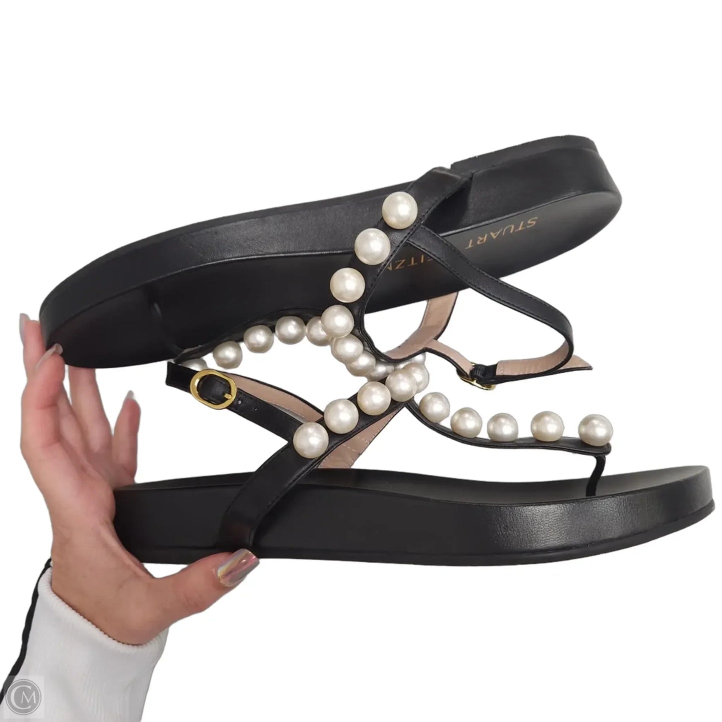 Sandals Designer By Stuart Weitzman In Black, Size: 8.5